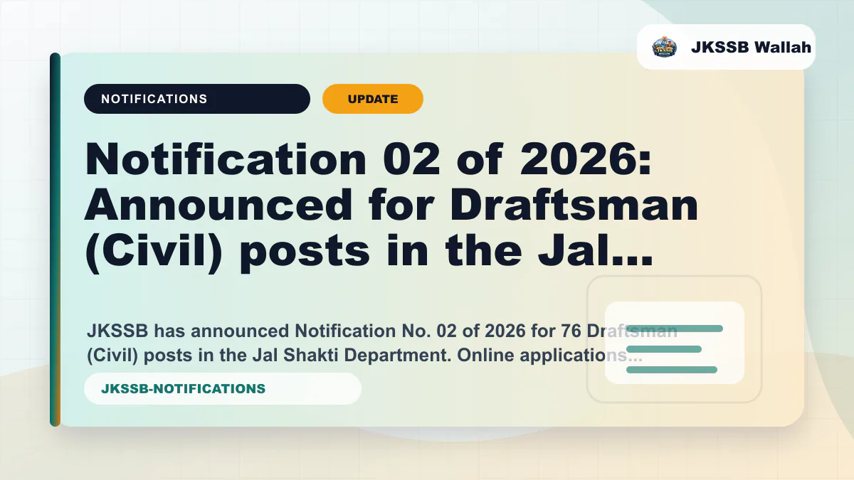 Notification 02 of 2026: Announced for Draftsman (Civil) posts in the Jal Shakti Department.